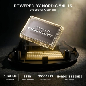 Безпровідна мишка ATTACK SHARK V8 42000 DPI PAW3950MAX Nordic 54L15 8K Black