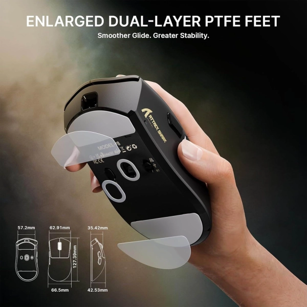 Безпровідна мишка ATTACK SHARK V8 42000 DPI PAW3950MAX Nordic 54L15 8K White