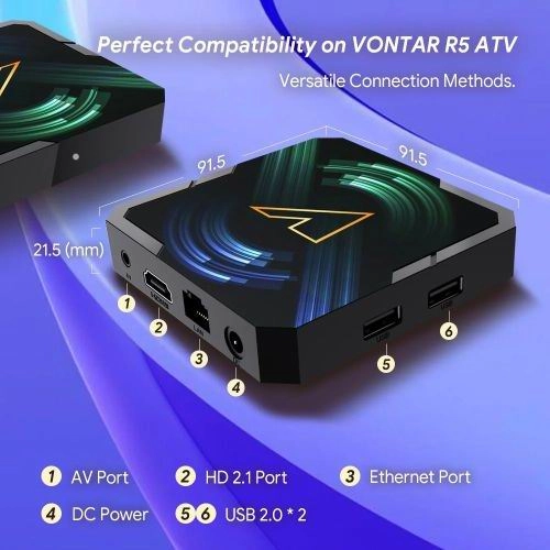 Vontar R5 4/64, Realtek RTD1325 Android 14 ATV, 4K Голос Управління