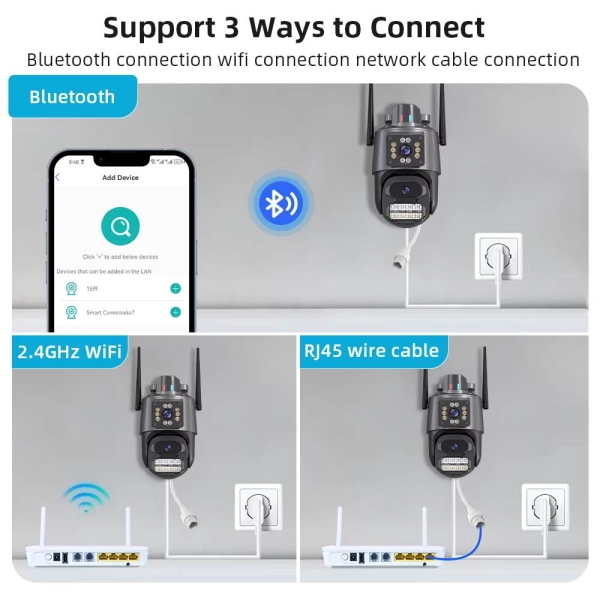 Вулична 6MP IP WiFi камера 2 в 1 TOX EP11A-QQ-6M 3+3MP ICSEE Автостеження за людьми