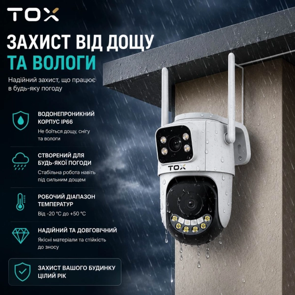 Зовнішня Wi-Fi камера TOX EP3 8MP iCSee з двома об'єктивами та автостеженням