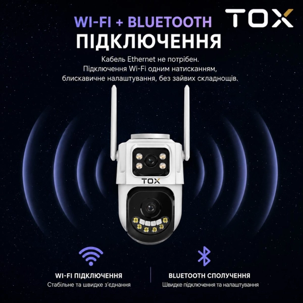 Зовнішня Wi-Fi камера TOX EP3 8MP iCSee з двома об'єктивами та автостеженням